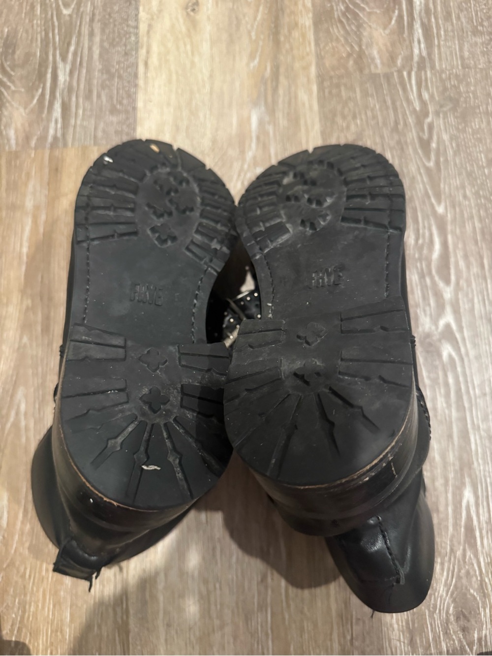 Frye Samantha Black Studded Buckle Leather Hiking Boots - Picture 8 of 9